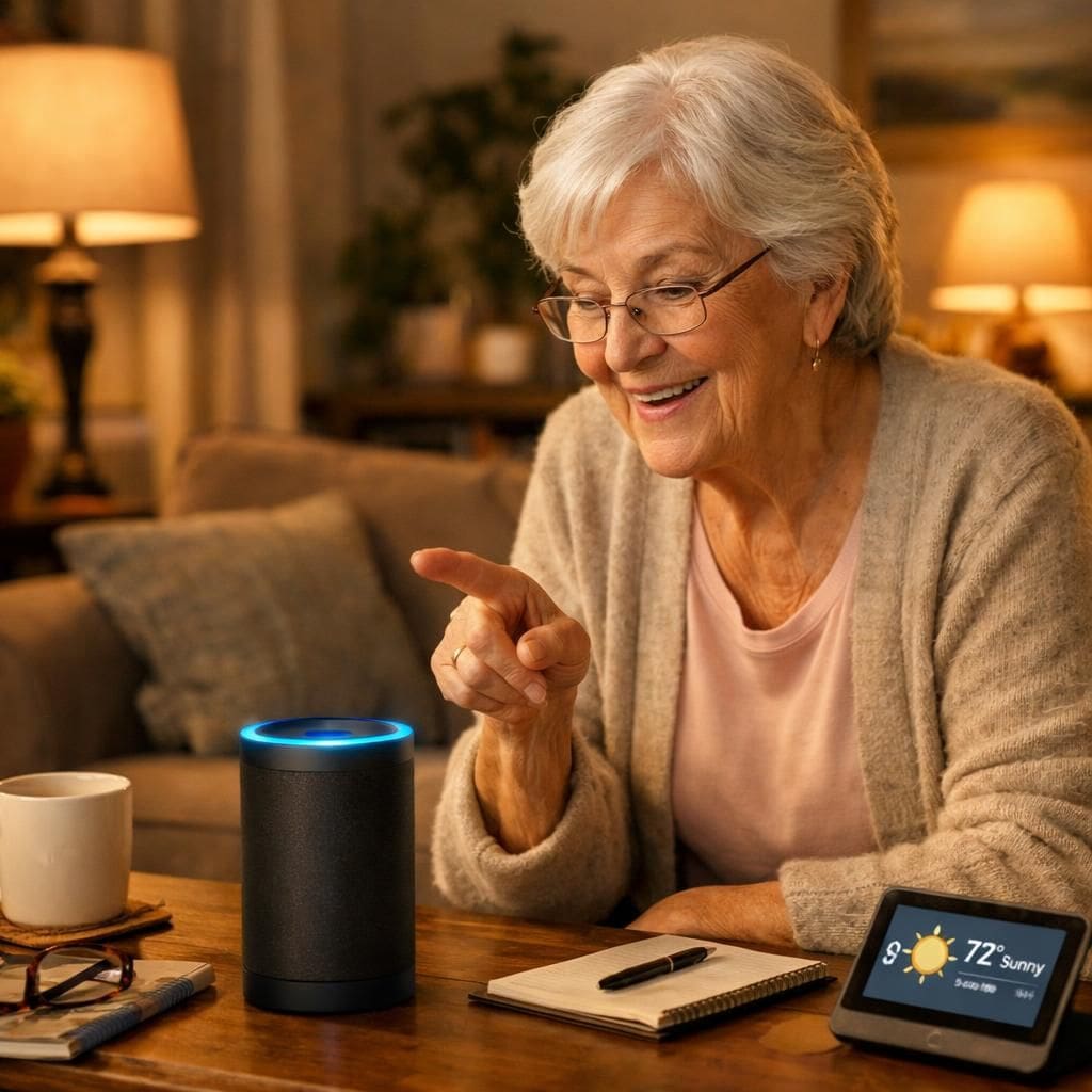 enhance elderly safety with voice-controlled smart home technology, offering ease of use and reliable protection for independent living.